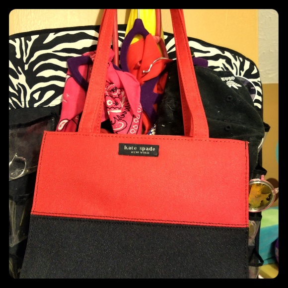 red and black purse